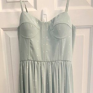 Aqua Long Dress in Light Blue/Seafoam with Gold Accents